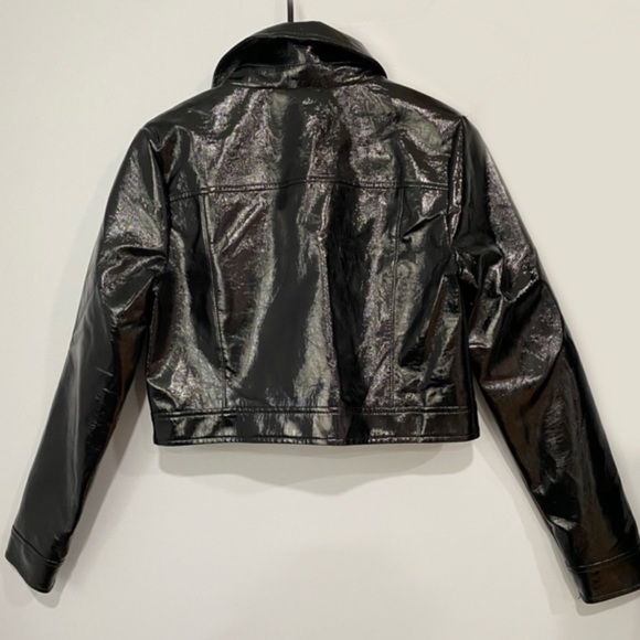 Veda Vegan Patent Leather Cropped Jacket - Picture 2 of 2